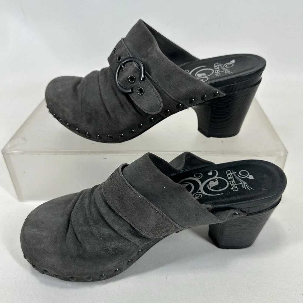 Dansko Nadine Shoes Women's EU 38 US 7.5-8 Gray  Platform Heel Mules‎ Suede